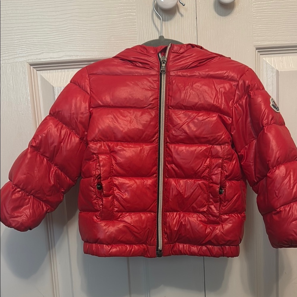 Moncler Red Puffer Jacket with Hood